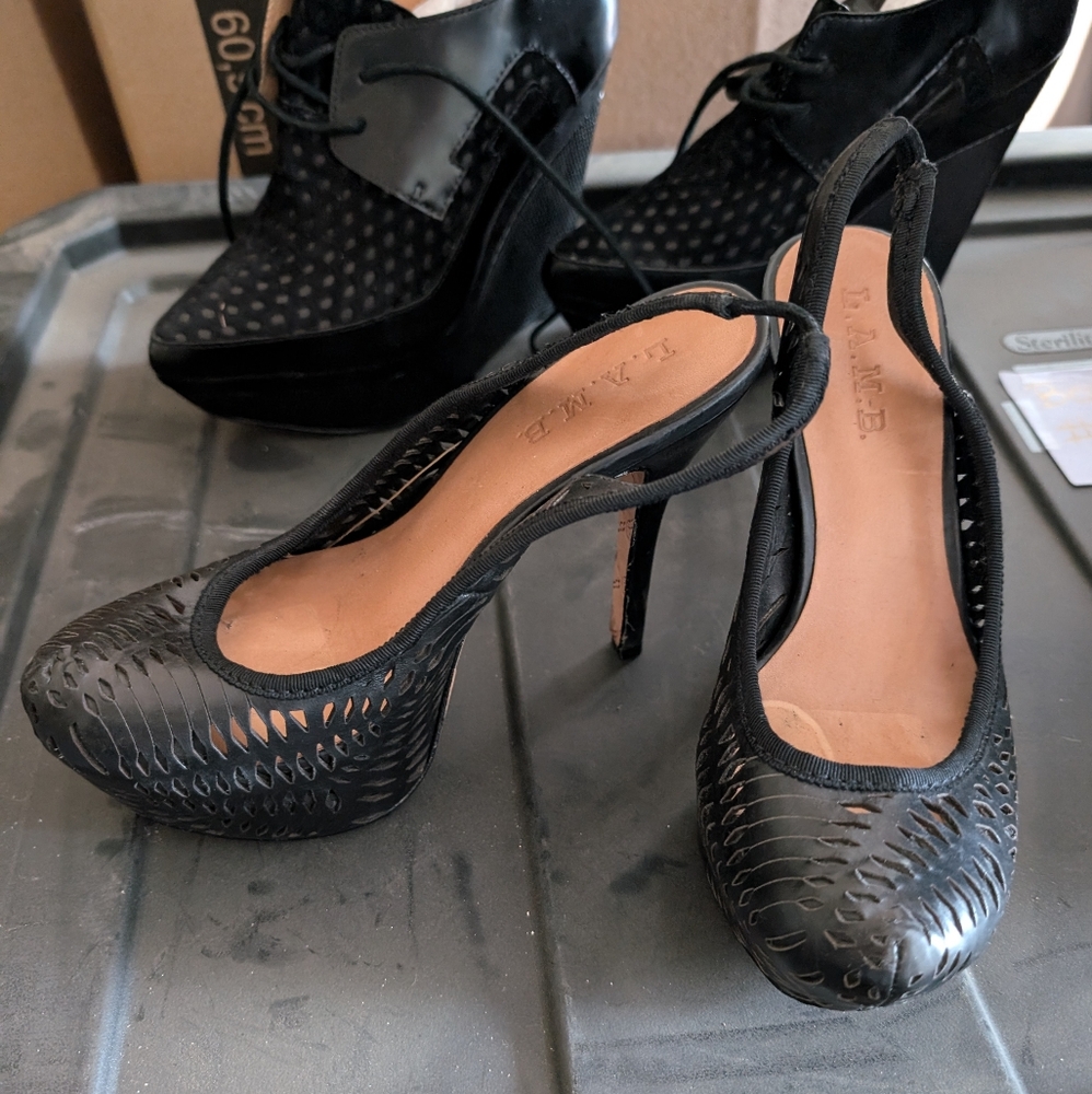 L.A.M.B leather Slingback Heels